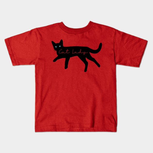 Cat Lady in Silhouette Kids T-Shirt by CarleahUnique